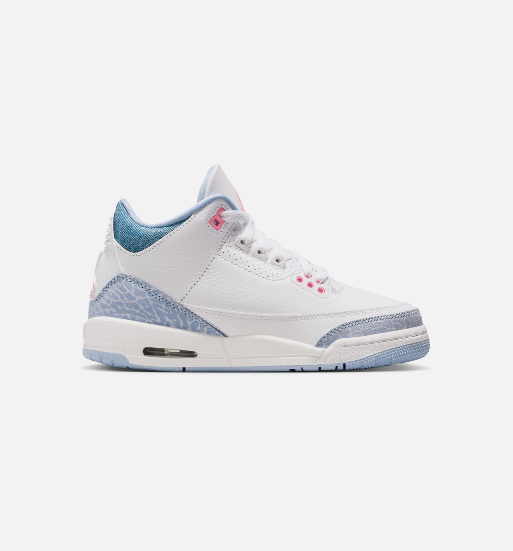 Air Jordan 3 Retro Cobalt Bliss Grade School Lifestyle Shoe - White/Cobalt Bliss/Football Grey/Pink Glow