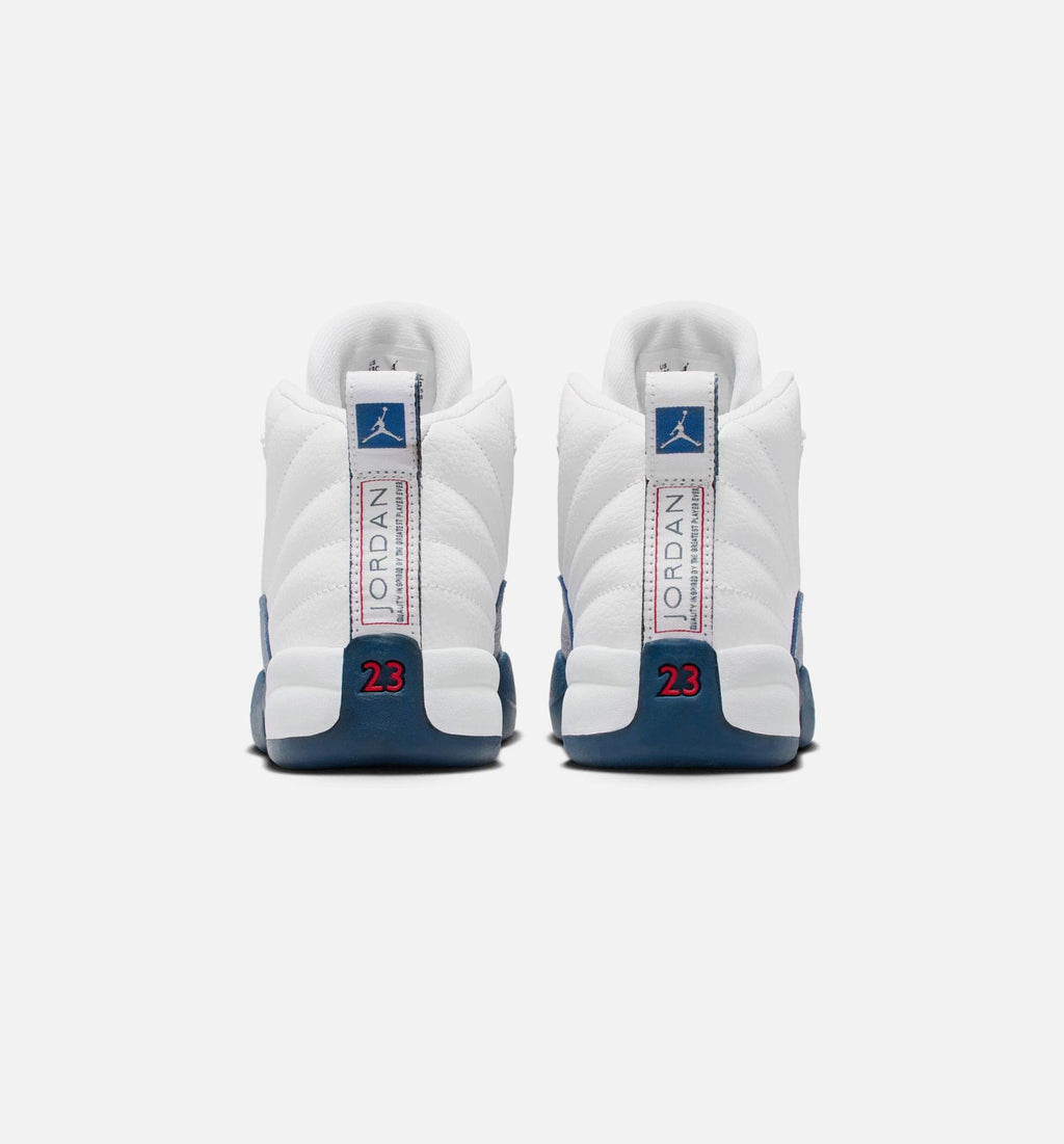 Air Jordan 12 Retro French Blue Preschool Lifestyle Shoe - White/French Blue/Metallic Silver/Varsity Red